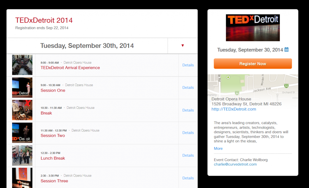 TEDxDetroit agenda
